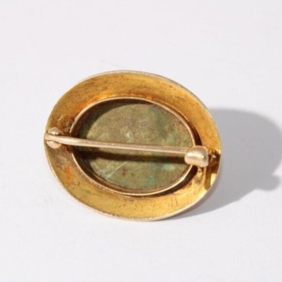 14k Gold Antique Turquoise Brooch - Picture 5 of 7